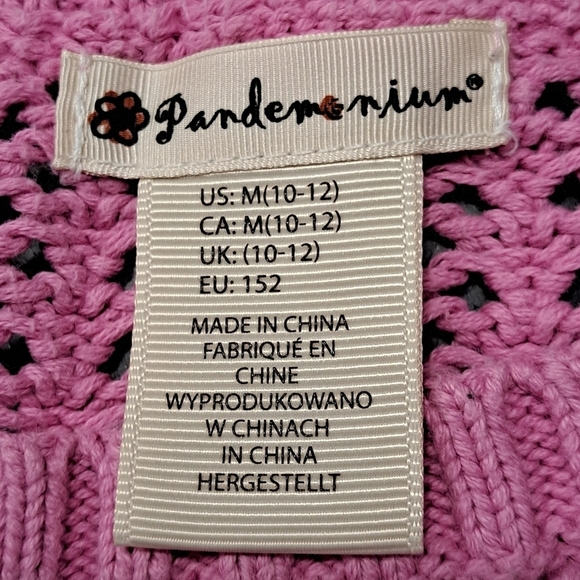 Pretty In Pink Pandemonium Cropped Girl's Sweater Size M (10-12) - Picture 8 of 10